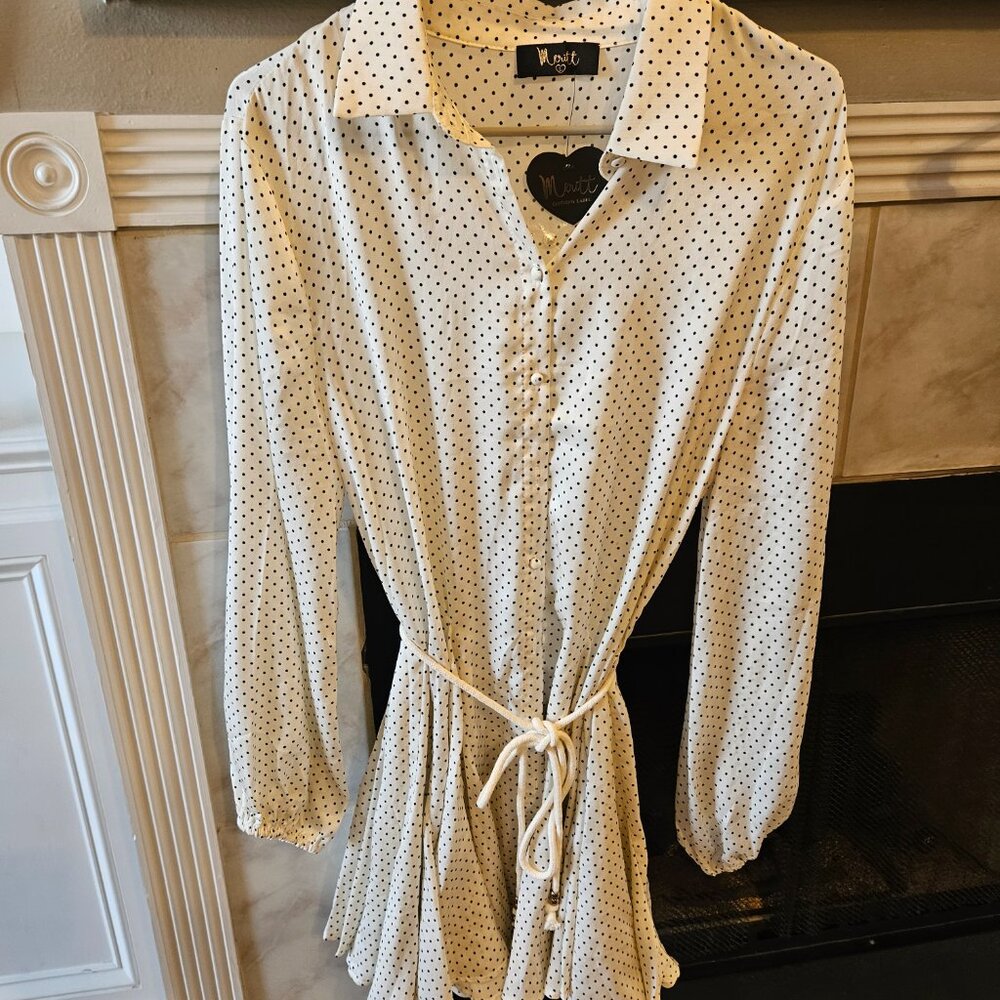 NWT Meritt Polka Dot Long Sleeve Shift Dress - Picture 2 of 2